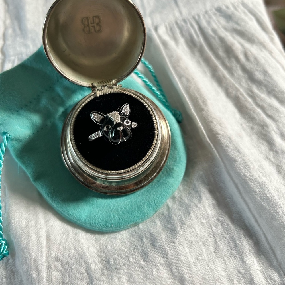 Sterling French Bulldog Ring Size 7